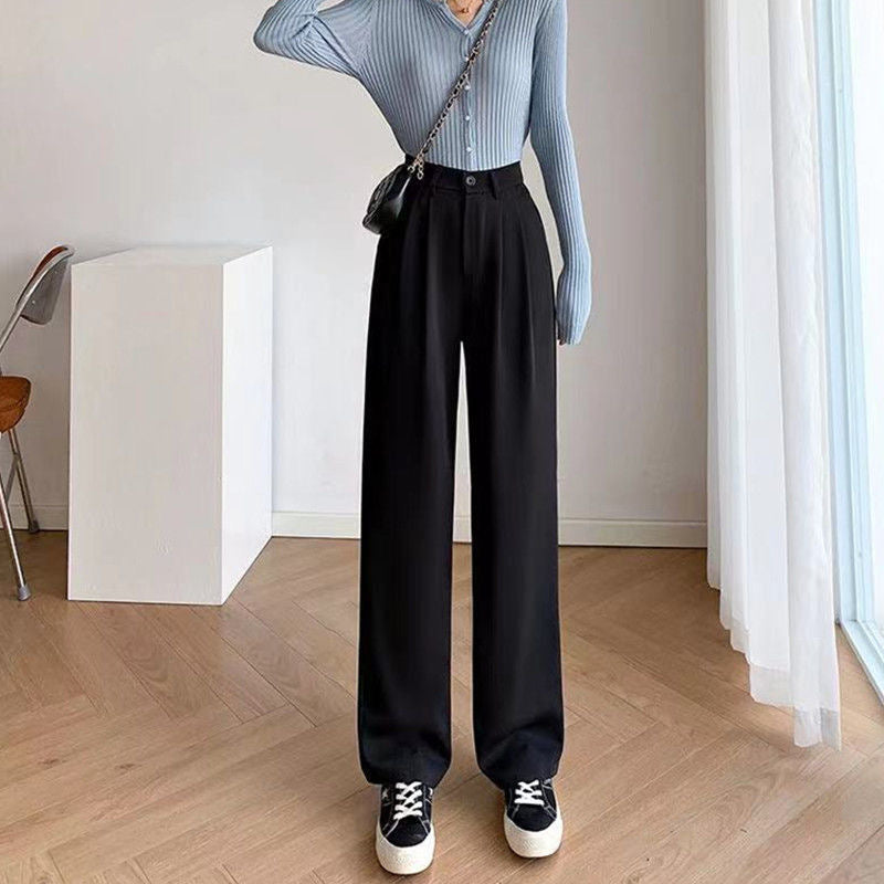 Black High-Waist Wide-Leg Formal Pants