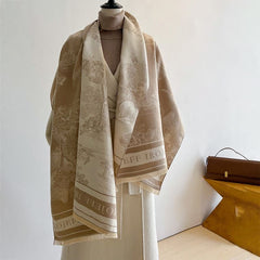 Landscape Print Faux Cashmere Scarf – Warm, Stylish Long Scarf for Women