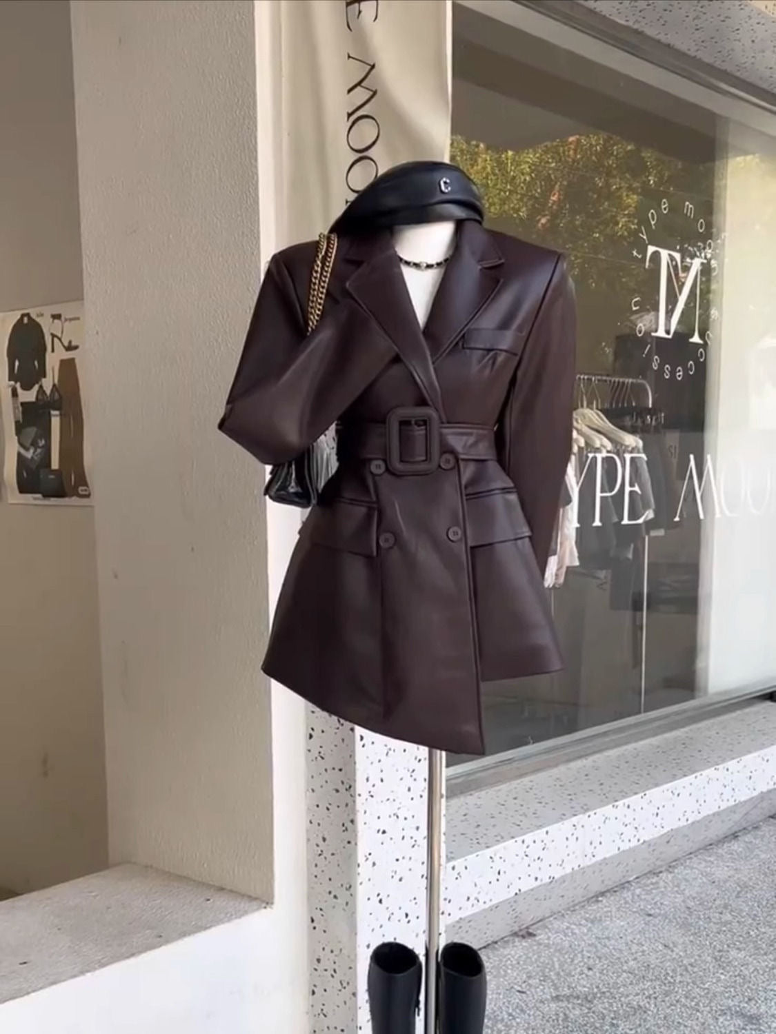 Retro Chic Leather Jacket: Women's Royal Sister-Style High-End Trendy Waist Suit