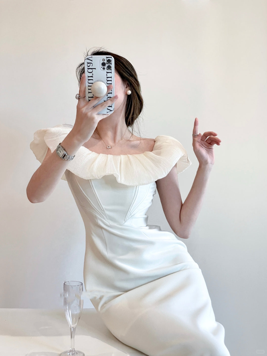 French elegant off-shoulder slim-fitting hip high-end seaside vacation dress