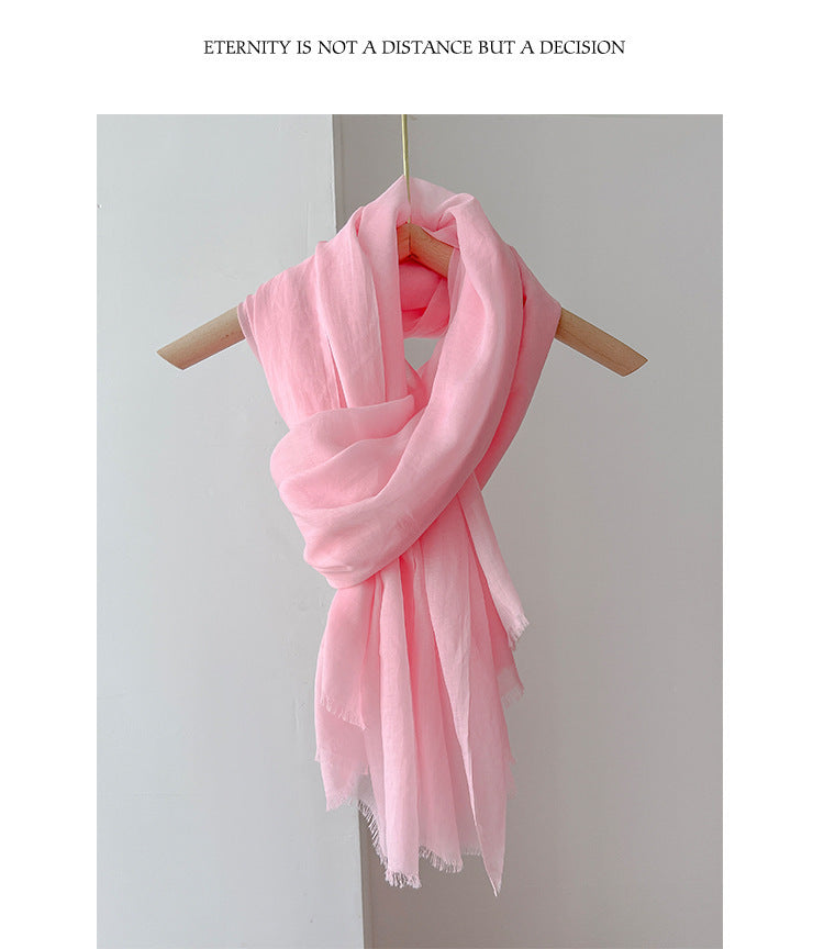 Cotton Linen Shawl Scarf – Lightweight Sun Protection Travel Wrap for Women