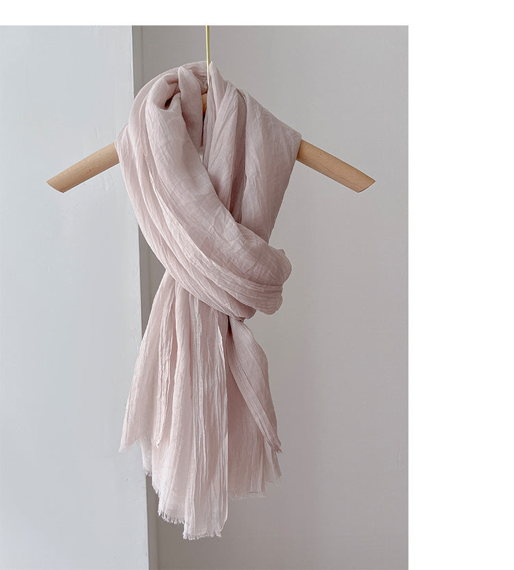 Cotton Linen Shawl Scarf – Lightweight Sun Protection Travel Wrap for Women