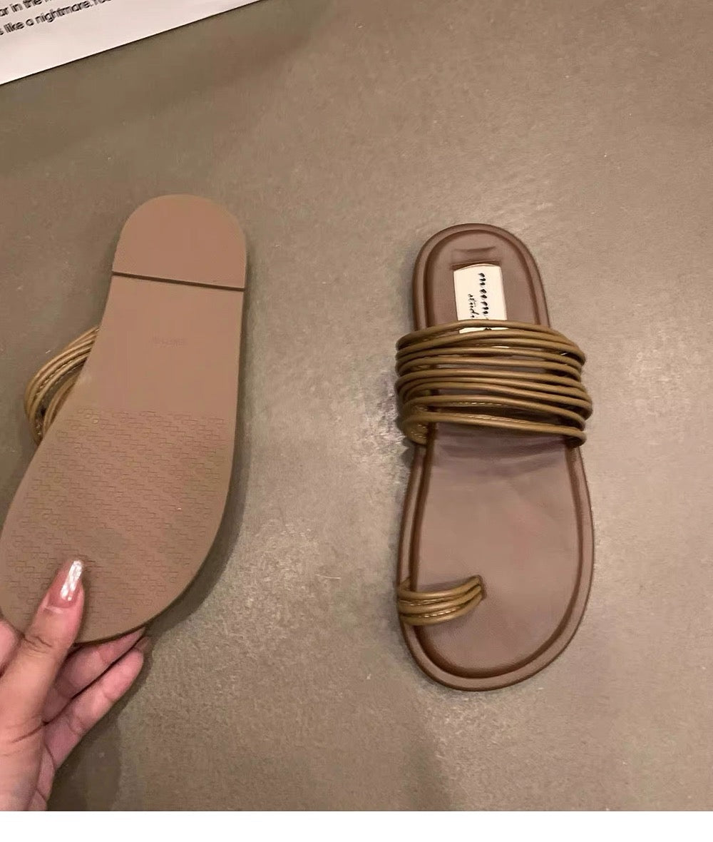 Roman Royal Toe Ring Flat Slippers for Women – Outdoor Sandals