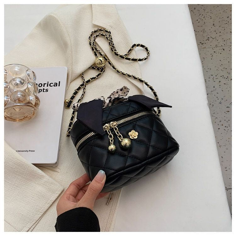 Rhombus chain shoulder crossbody mini square bucket bag