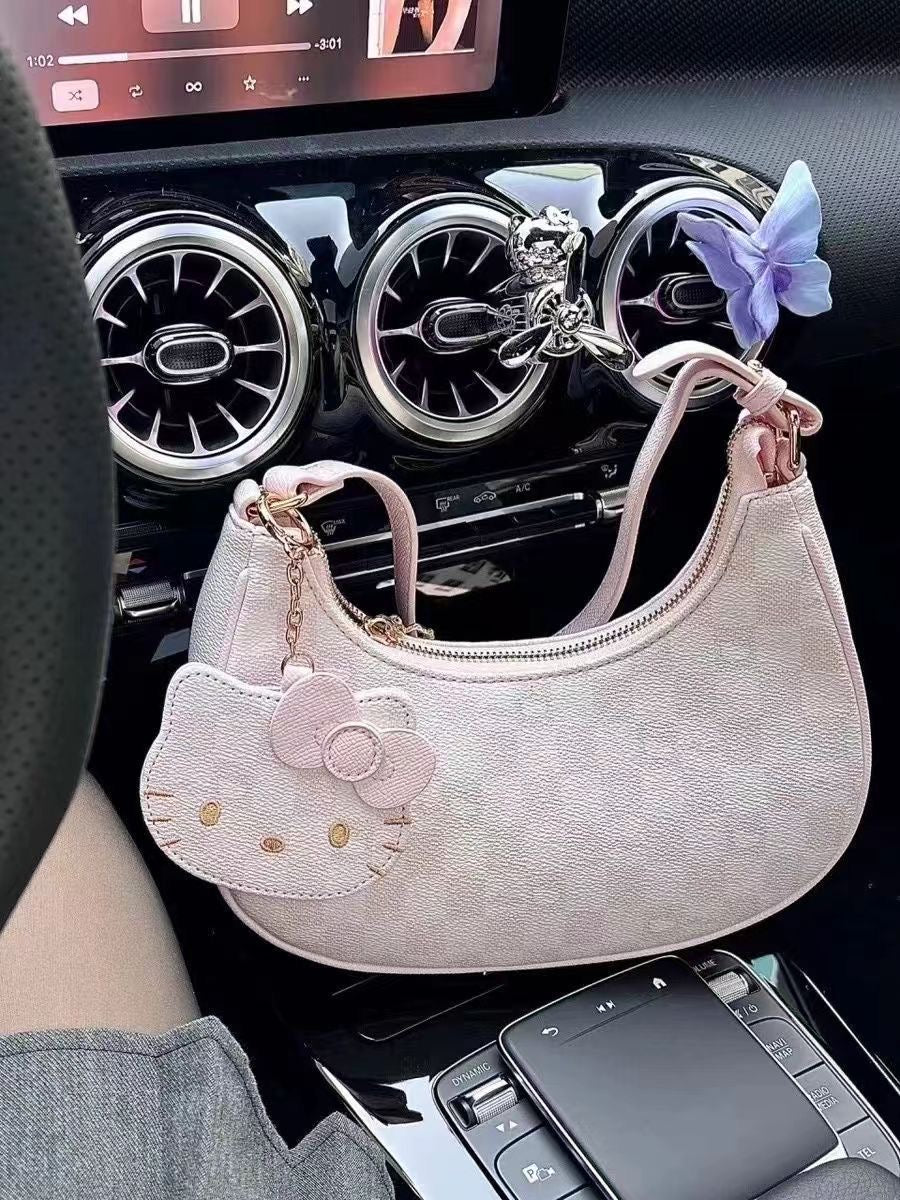 Cuvea Korres Hello Kitty Crescent Shoulder Bag – Korean Style Underarm Purse for Women