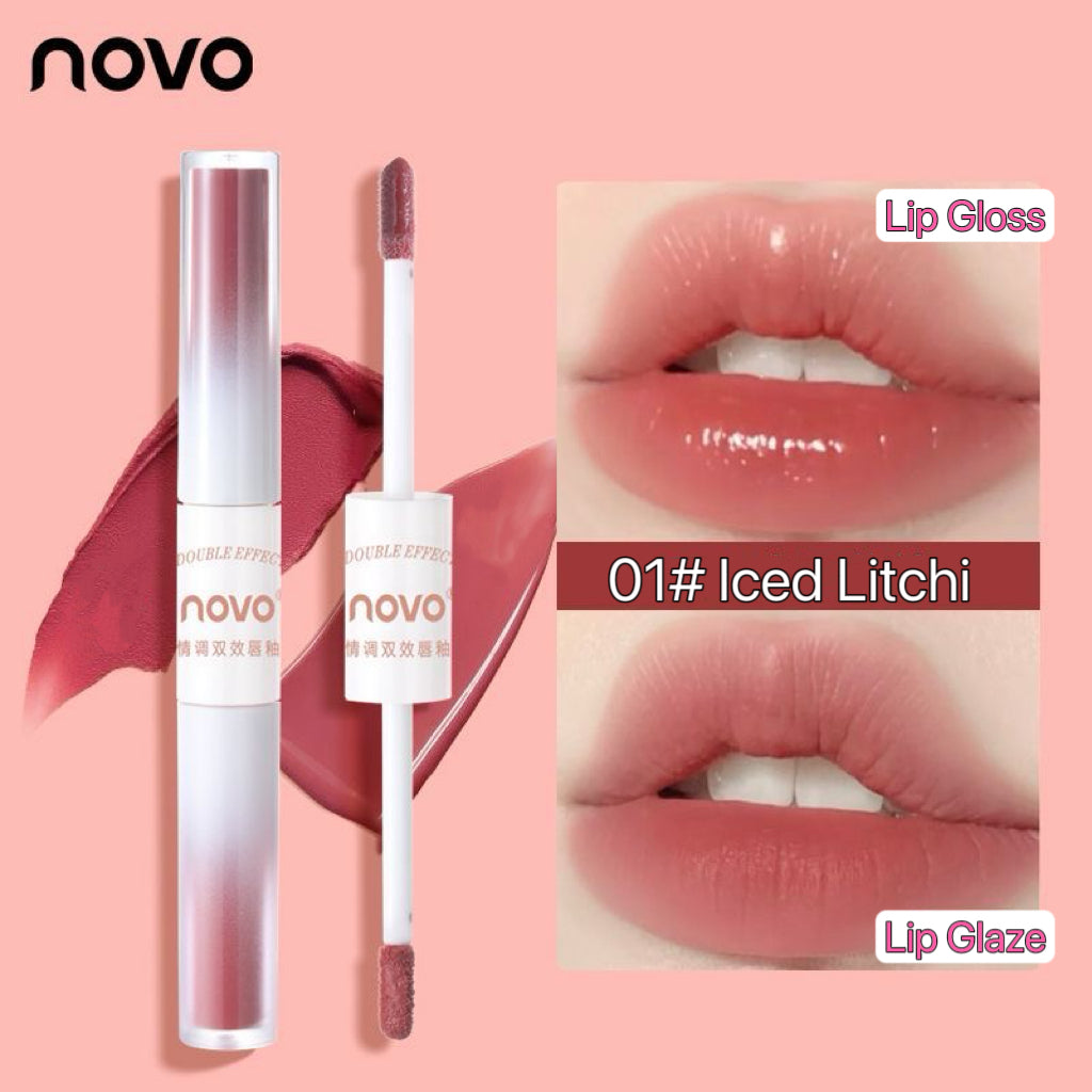 NOVO double-headed mirror lip gloss with matte  lip glaze