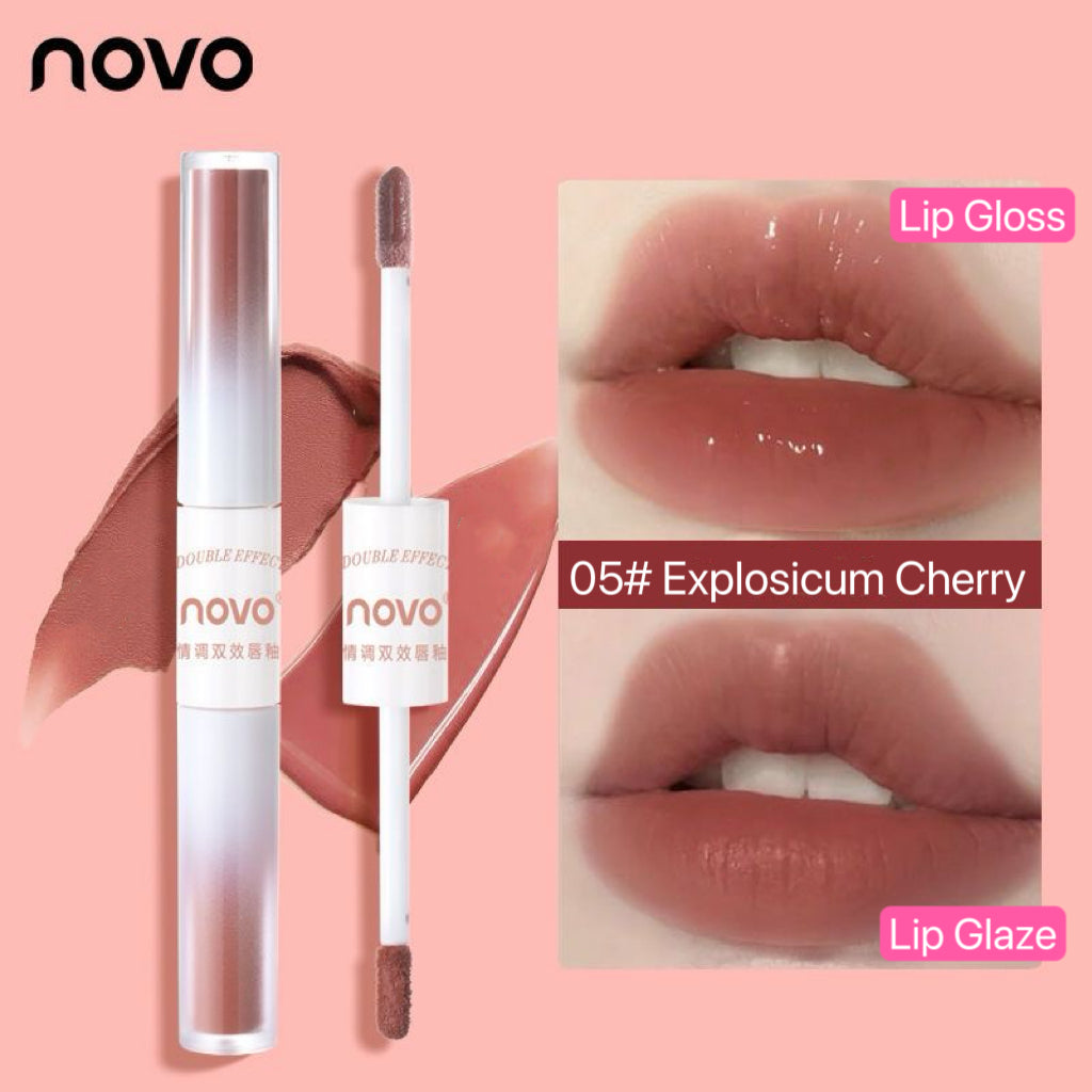 NOVO double-headed mirror lip gloss with matte  lip glaze