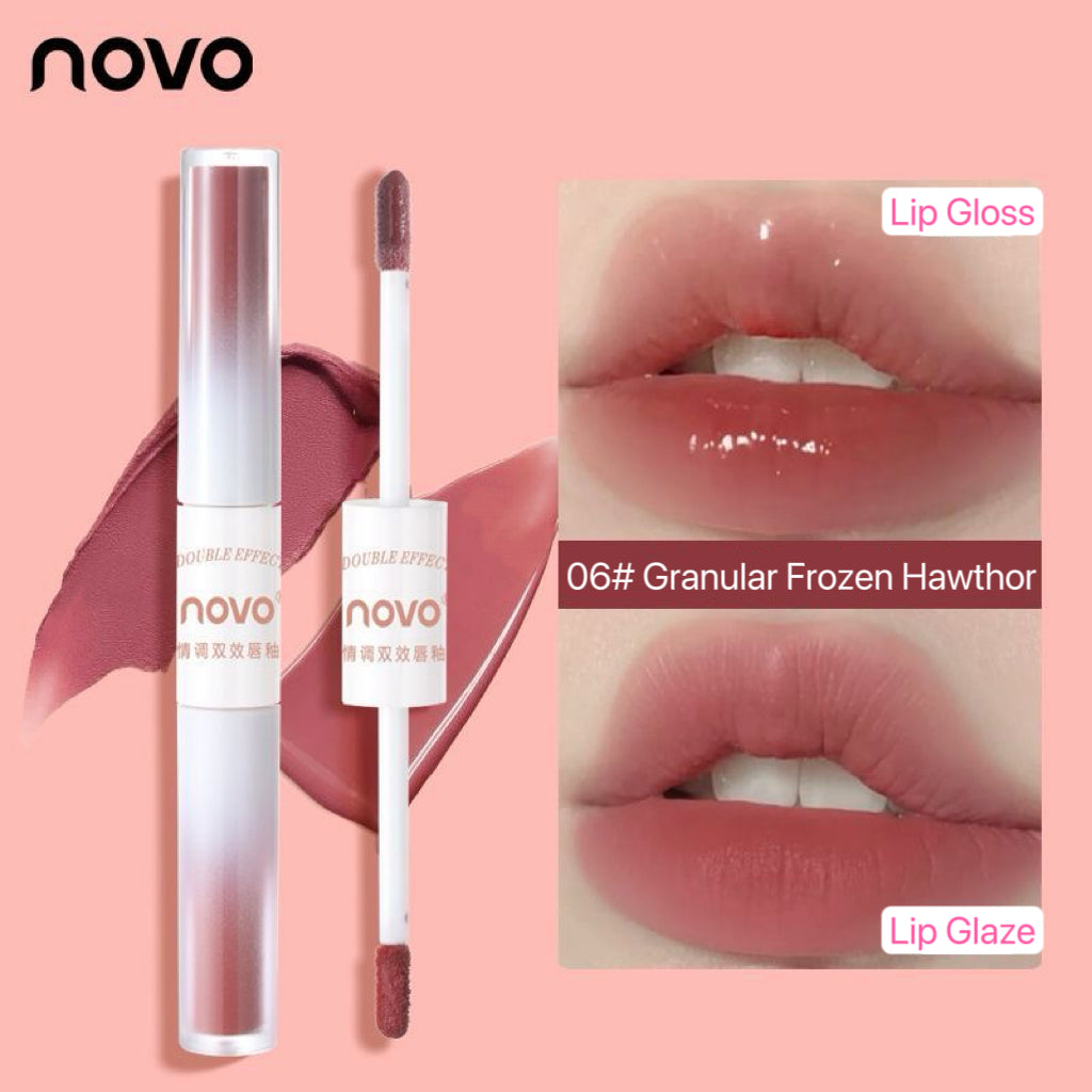 NOVO double-headed mirror lip gloss with matte  lip glaze