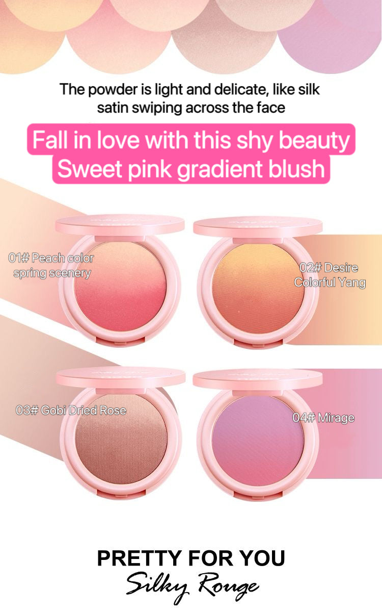 NOVO dreamy three-color gradient blush rouge peach sunset golden orange natural nude makeup blush