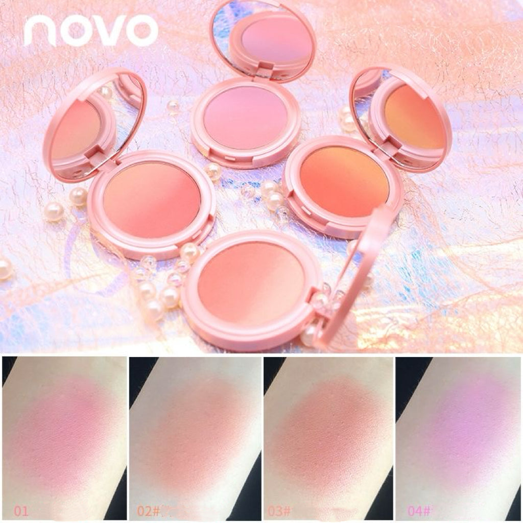 NOVO dreamy three-color gradient blush rouge peach sunset golden orange natural nude makeup blush