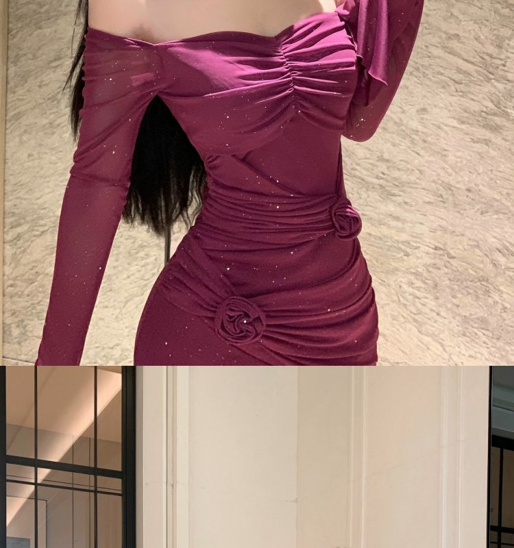 Elegant Bloom Waist-Cinching Floral Dress –Slim Fit