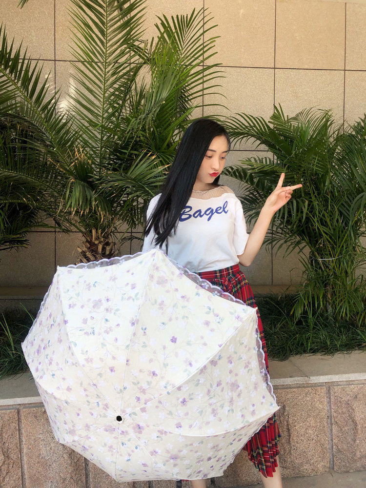 Double-Layer Lace Folding Umbrella for Women – UV Protection Sun and Rain Umbrella