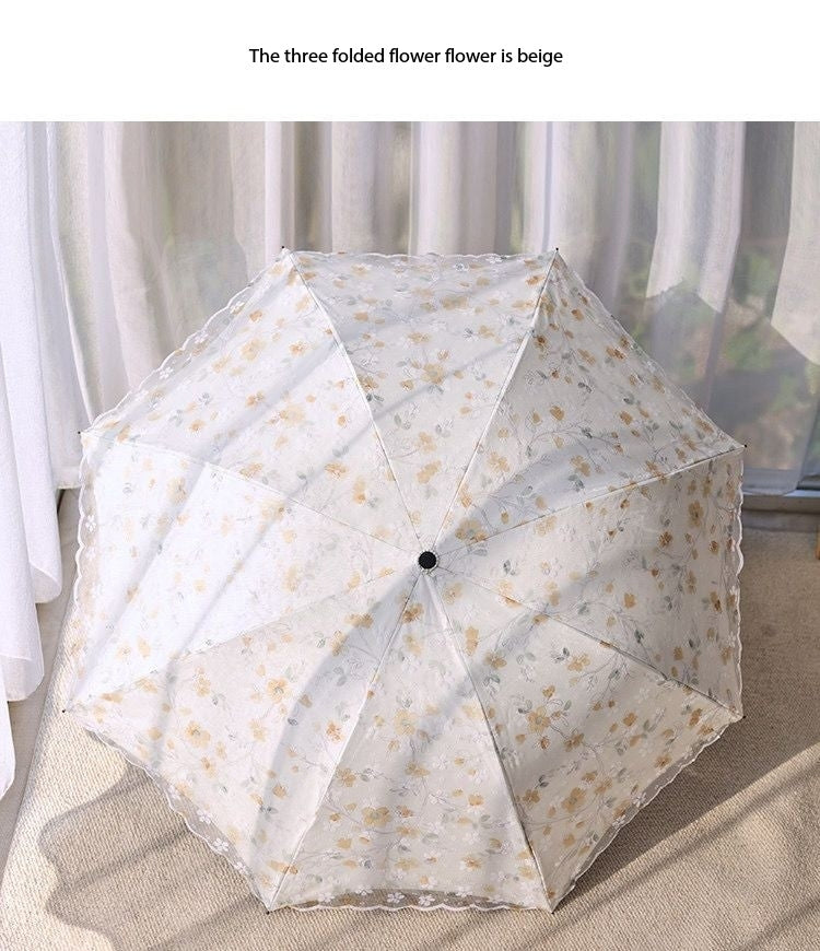 Double-Layer Lace Folding Umbrella for Women – UV Protection Sun and Rain Umbrella