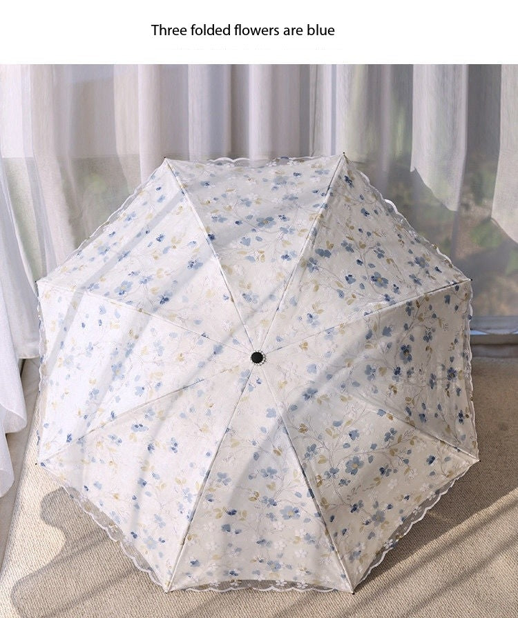 Double-Layer Lace Folding Umbrella for Women – UV Protection Sun and Rain Umbrella