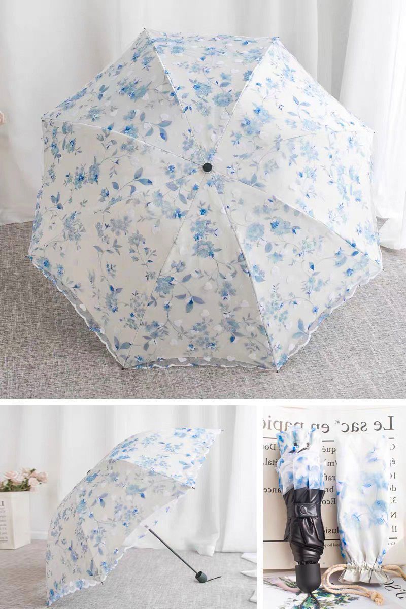 Double-Layer Lace Folding Umbrella for Women – UV Protection Sun and Rain Umbrella