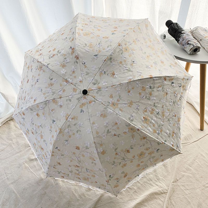 Double-Layer Lace Folding Umbrella for Women – UV Protection Sun and Rain Umbrella