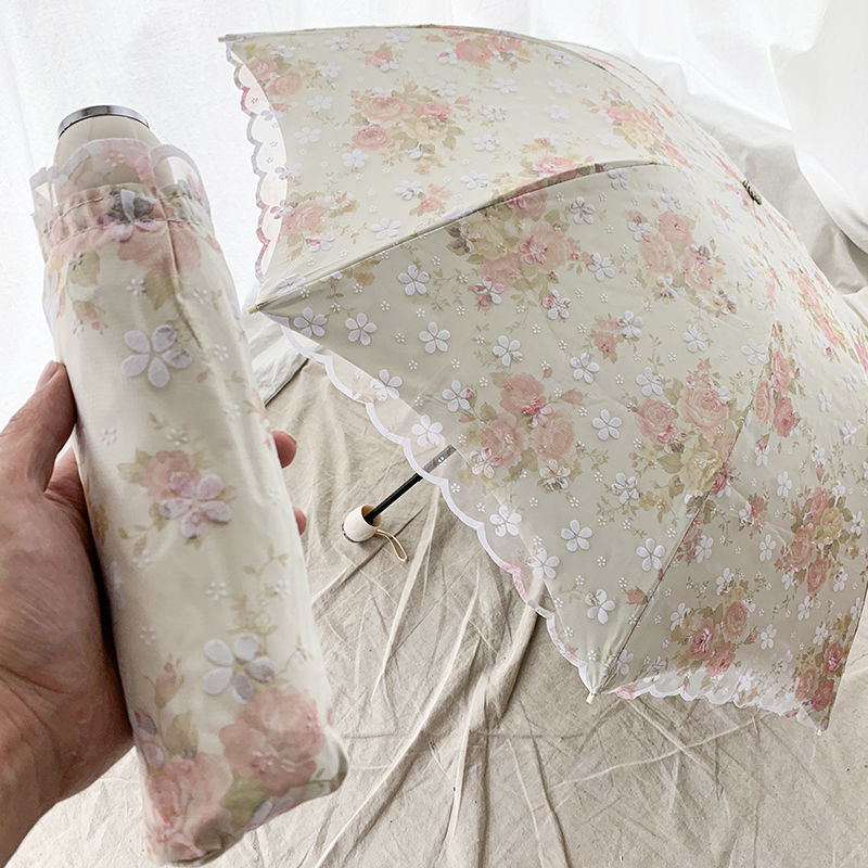 Double-Layer Lace Folding Umbrella for Women – UV Protection Sun and Rain Umbrella