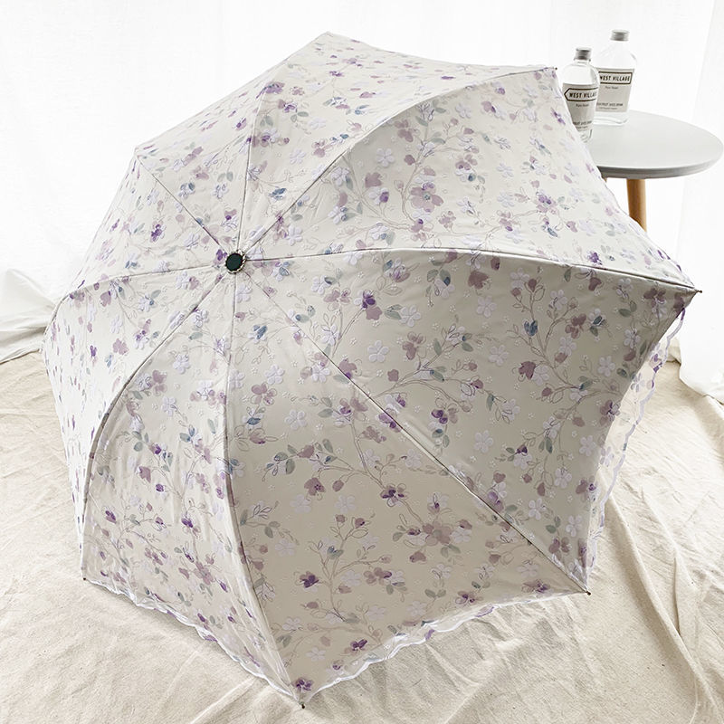 Double-Layer Lace Folding Umbrella for Women – UV Protection Sun and Rain Umbrella