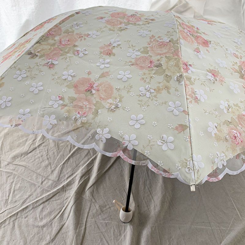 Double-Layer Lace Folding Umbrella for Women – UV Protection Sun and Rain Umbrella