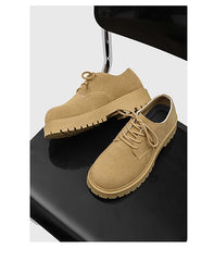 Men’s Suede Derby Work Shoes – Low-Top Retro Thick Sole Breathable Boots