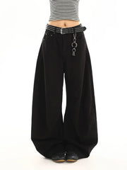 High-Waist Curved-Leg Clean Fit Casual Pants