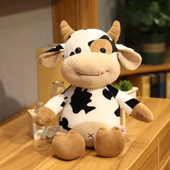 Cute Sitting Milk Cow Plush Toy – Ultra-Soft Cartoon Cattle Stuffed Animal for Kids