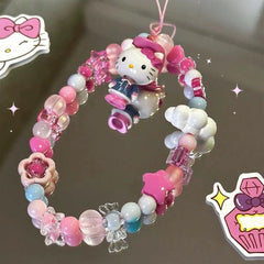 Beaded Mobile Phone Chain with Cute Heart Pendant – Original Card Machine & Backpack Lanyard