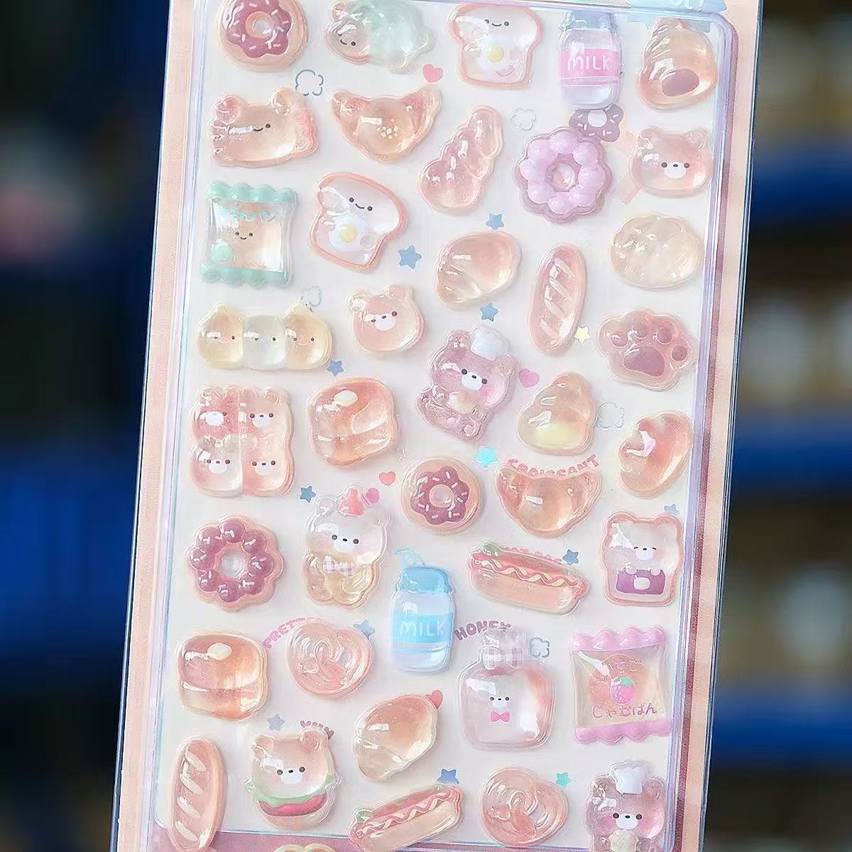 Cute 3D Cartoon Embossed Hollow Stickers Set