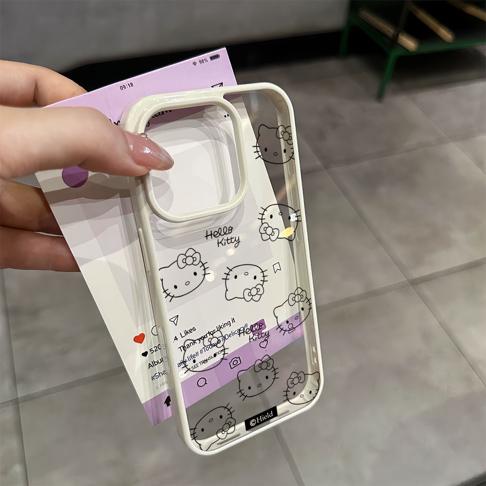 Cute Black Cartoon Hello Kitty Phone Case – Shockproof Protective Cover for iPhone 16 Pro Max, 15 Pro Max, 14 Pro, 14 Plus, 13, 12