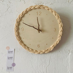 Zen Rattan Silent Wall Clock – Japanese Minimalist Home Decor