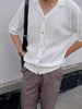 Men’s Ice Silk Knitted Short Sleeve T-Shirt Cardigan – Summer Lightweight Korean Style