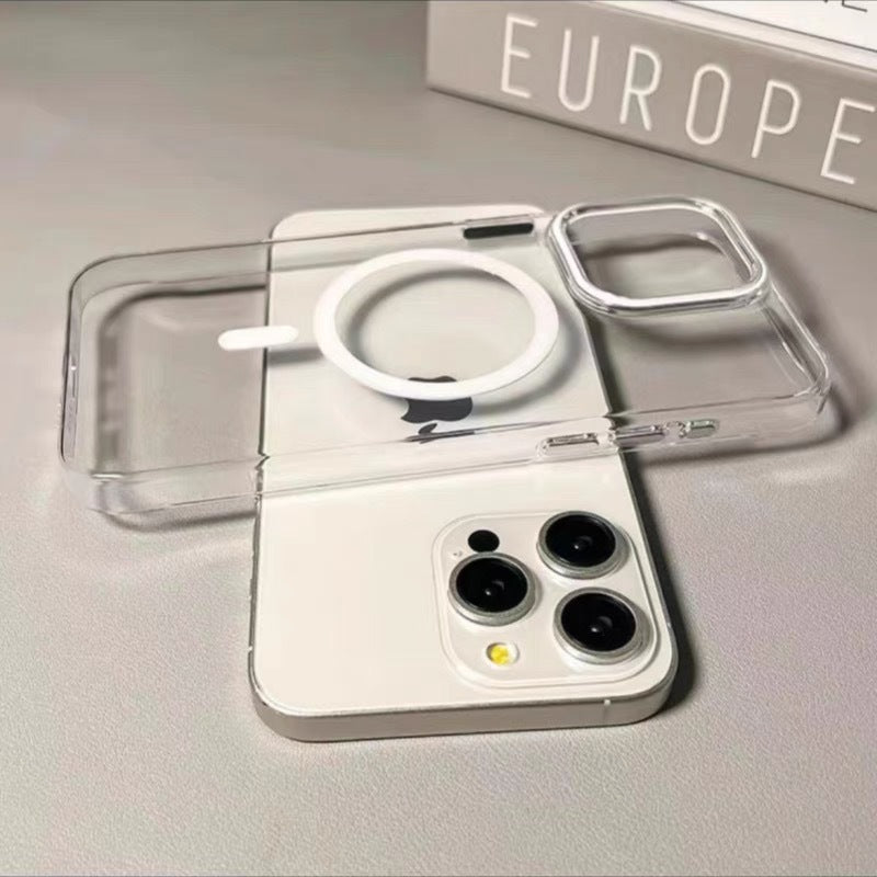 Clear Magnetic Phone Case – Anti-Yellowing Transparent Hard Cover with Strong Magnetic Alignment
