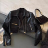 Women’s Black Vintage Short PU Leather Jacket