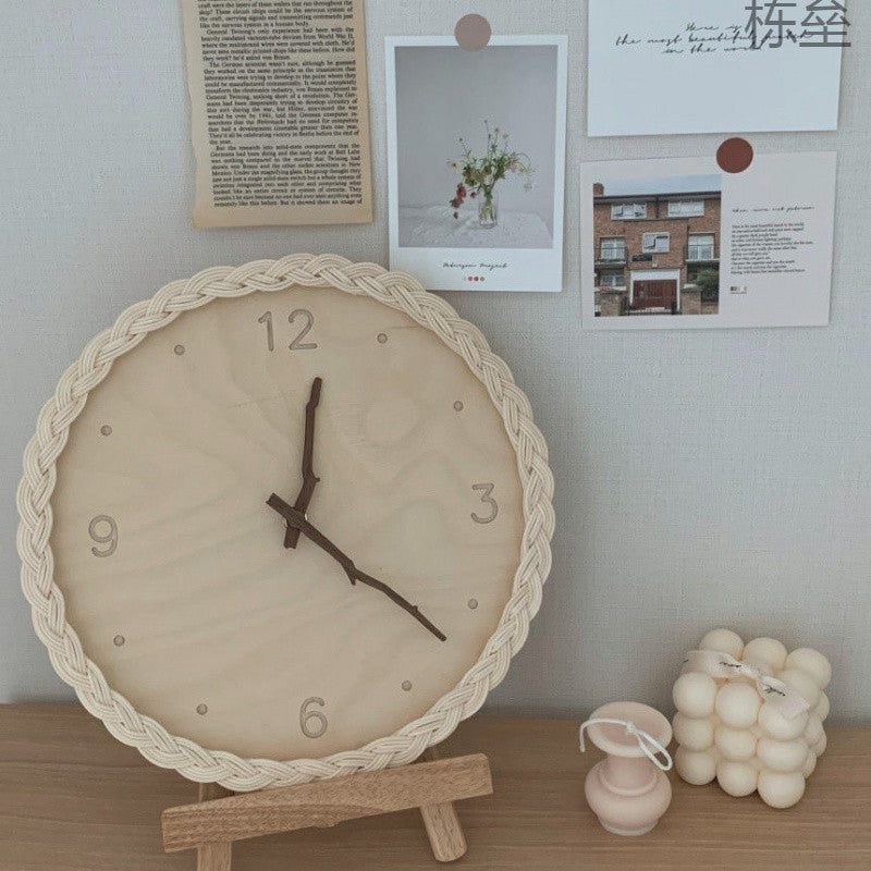 Zen Rattan Silent Wall Clock – Japanese Minimalist Home Decor