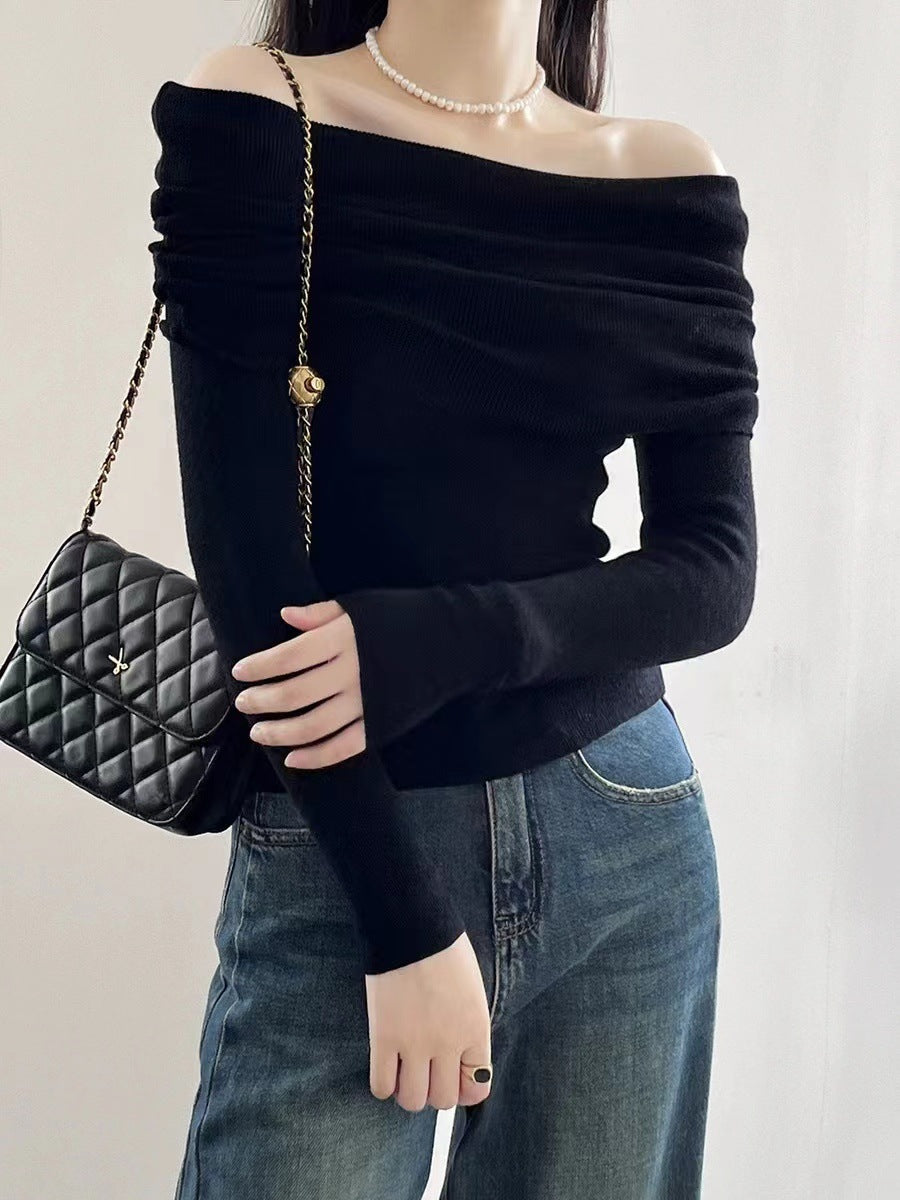 Off-Shoulder Knitted Sweater for Women | Fall New Arrival, Elegant French-Style, High-End Feel Top