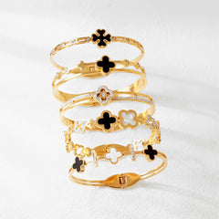 Cross-border wholesale electroplated gold female models female high-grade female non-fading jewelry ins four-leaf clover titanium steel bracelet