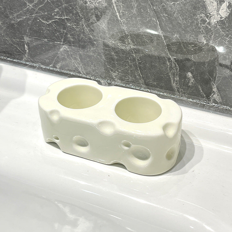 Bathroom Cream-Style Electric Toothbrush Holder – Punchless Toothpaste & Brush Storage Rack