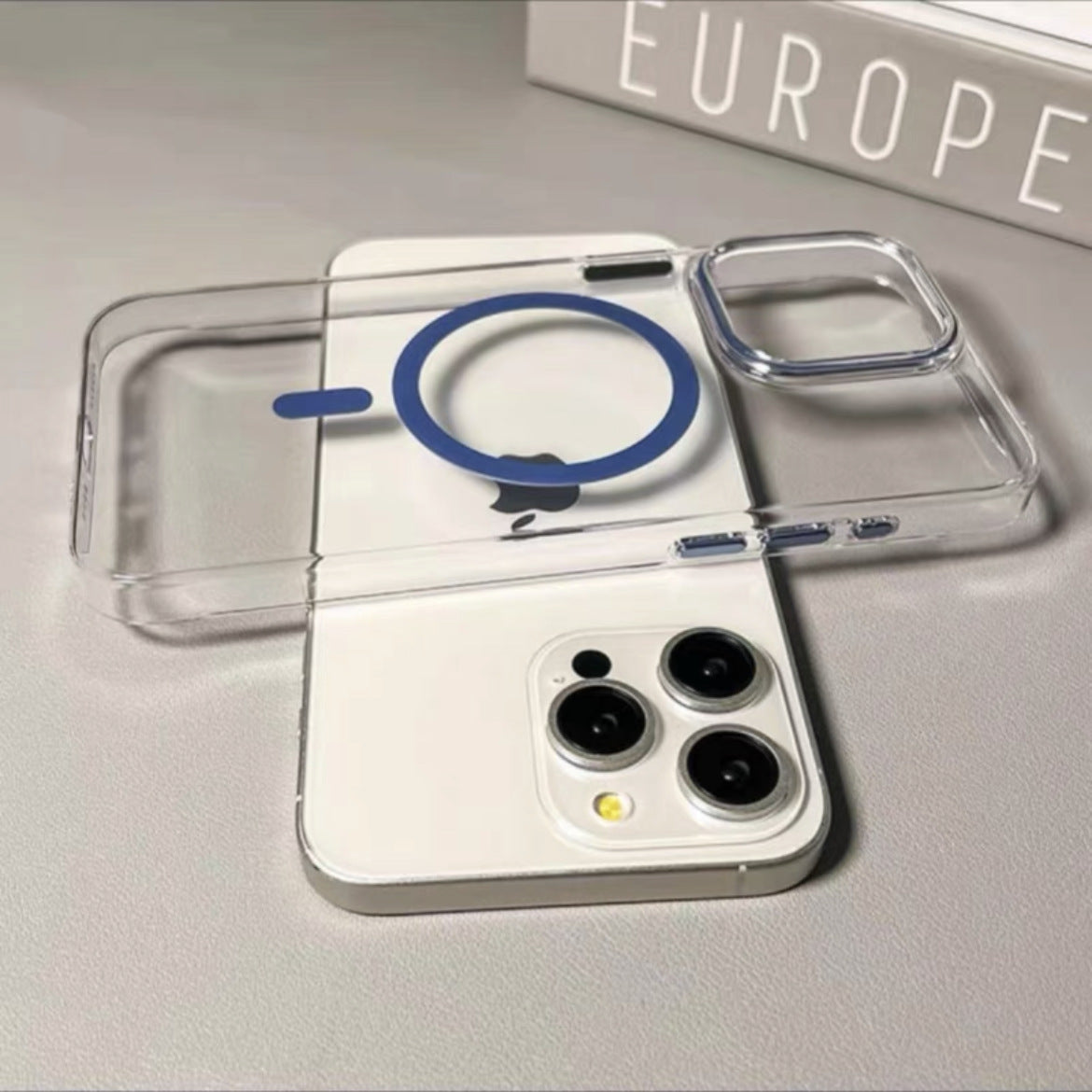 Clear Magnetic Phone Case – Anti-Yellowing Transparent Hard Cover with Strong Magnetic Alignment