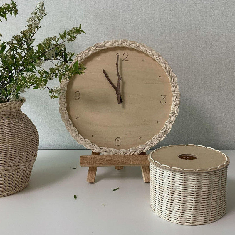 Zen Rattan Silent Wall Clock – Japanese Minimalist Home Decor
