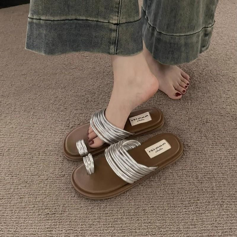 Roman Royal Toe Ring Flat Slippers for Women – Outdoor Sandals
