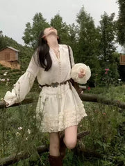 Elegant A-Line Ruffled Long Sleeve Dress