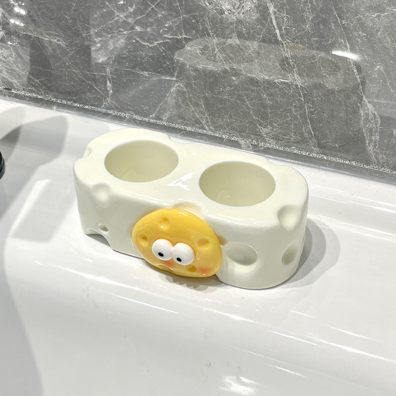 Bathroom Cream-Style Electric Toothbrush Holder – Punchless Toothpaste & Brush Storage Rack
