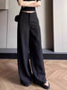 Women’s Low-Rise Straight Wide-Leg Tailored Trousers
