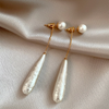 Textured Teardrop Faux Pearl Two-Way Stud Earrings