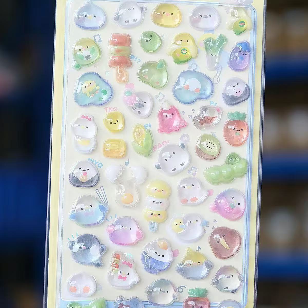 Cute 3D Cartoon Embossed Hollow Stickers Set