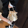 Satin Pearl Crossbody Handbag - Small Tote, Chanel Style Bucket Bag for Women