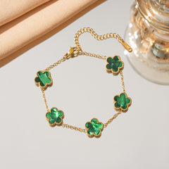 Cross-border titanium steel lucky clover five-leaf clover five-flower five-leaf bracelet light luxury high-end female hot-selling stainless steel hand jewelry