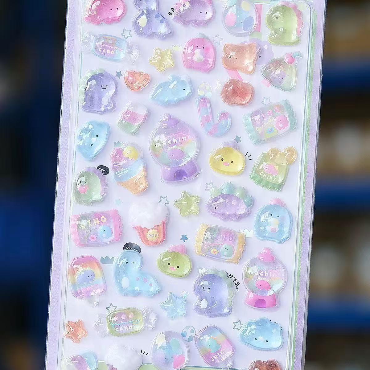 Cute 3D Cartoon Embossed Hollow Stickers Set