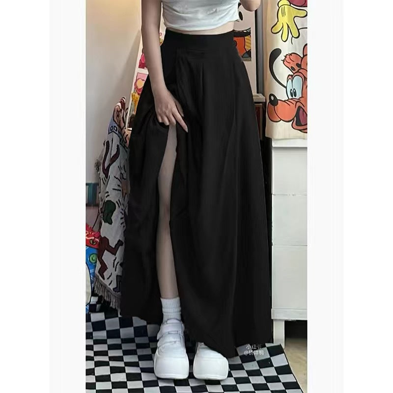 Vintage Coffee High-Waisted A-Line Skirt | Hepburn Style  Draped Suit Skirt
