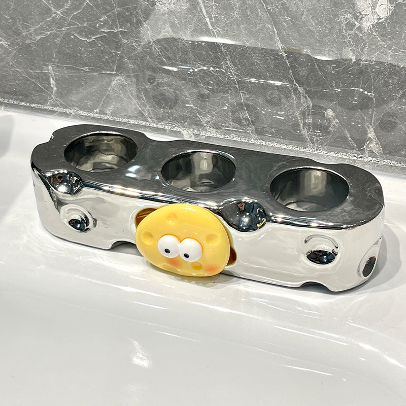 Bathroom Cream-Style Electric Toothbrush Holder – Punchless Toothpaste & Brush Storage Rack
